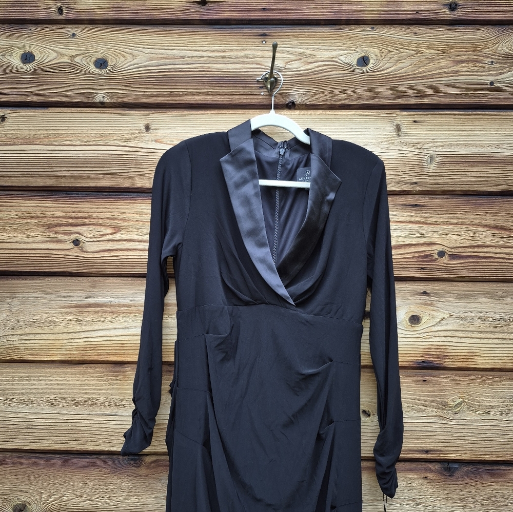 Adrianna Papell Black Tuxedo Mermaid Gown Dress - Picture 8 of 14